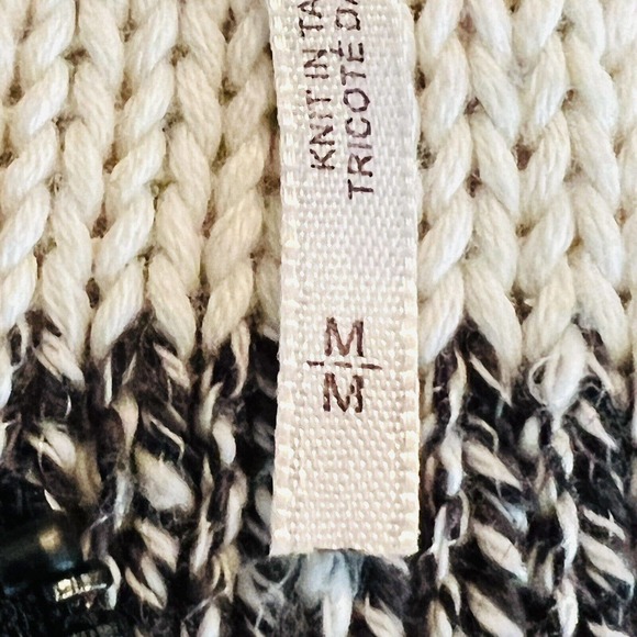 Free People Ivory Gray stripe Regatta Full Zip Hoodie Stripe jacket Cotton M - Picture 10 of 12